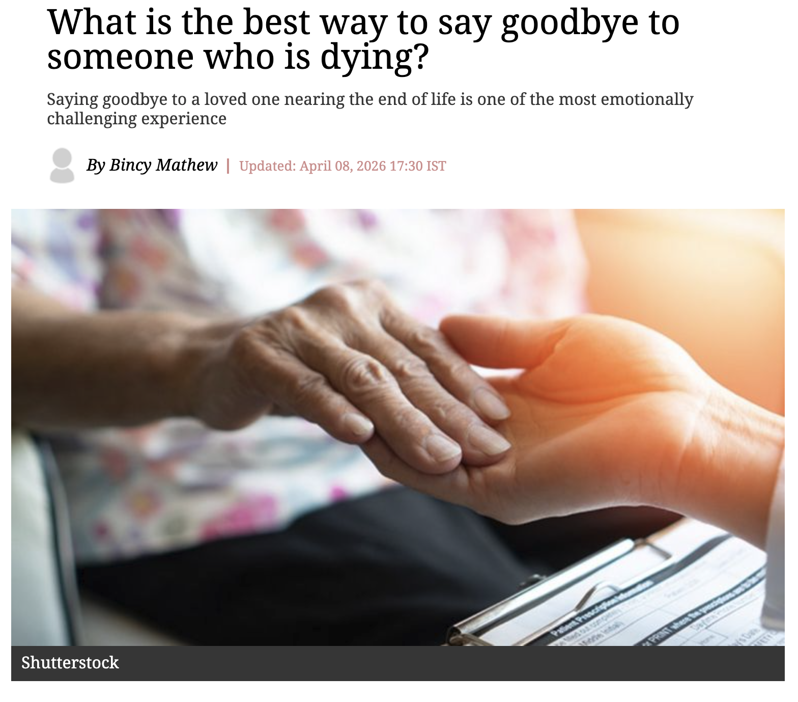 What is the best way to say goodbye to someone who is dying?